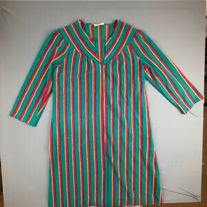 Vintage Sans Souci Striped Zip Front Nightgown